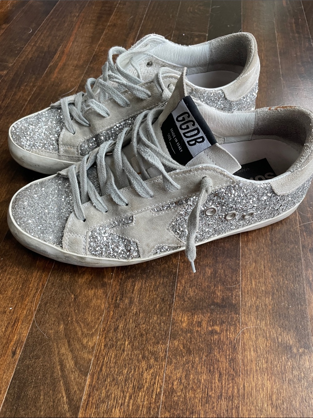 Golden Goose silver glitter Superstars 37